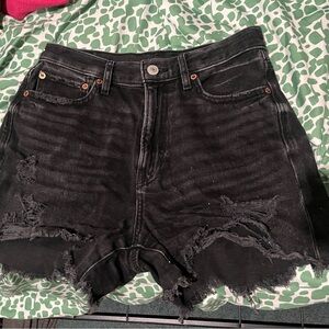American Eagle Black Distressed Jean Shorts